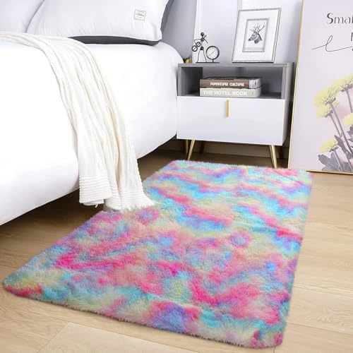 AMEHA Teppiche für Wohnzimmer, flauschig, zottelig, kleine Flächen-Teppiche für Schlafzimmer, rutschfest, modern, superweich, dicker Flor, Regenbogen-Teppich, Plüschteppich, fusselfrei, leicht zu AMEHA Teppiche für Wohnzimmer, flauschig, zottelig, kleine Flächen-Teppiche für Schlafzimmer, rutschfest, modern, superweich, dicker Flor, Regenbogen-Teppich, Plüschteppich, fusselfrei, leicht zu von AMEHA
