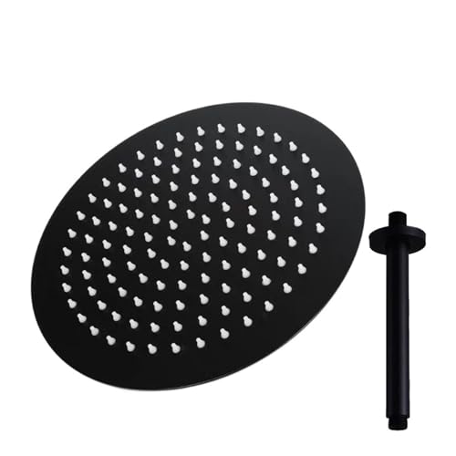16 Zoll Badezimmer Regenduschkopf Edelstahl Regenduschkopf mit Duscharm CP-1616(16inch Round black) von AMEHMHKYW