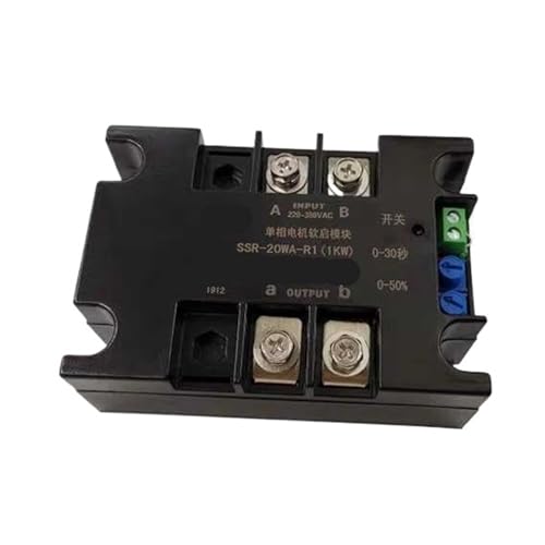 Einphasiger Motor-Sanftanlasser, einphasiges Sanftanlaufmodul, mit einstellbarer Sanftanlaufzeit for allmähliche Beschleunigung(SSR-40WA-R(1.5KW)) von AMEHRU