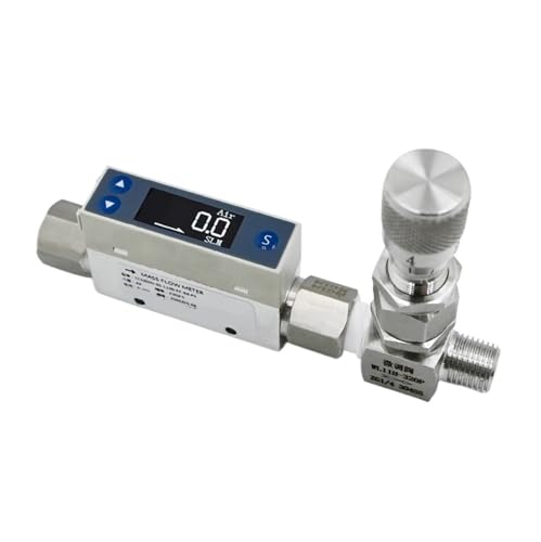 Thermischer Massendurchflussmesser TC5200 mit Digitalanzeige zur Messung des Luftmikrodurchflusses(-100mL/min+NeedleValve-A G 1/4") von AMEHRU
