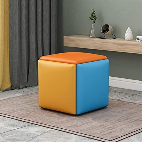 AMEOBA Stapelbare Sofa-Stuhl-Hocker-Kombination, 5-in-1-Sitzwürfel-Fußhocker, Atmungsaktive Lederfußstütze, Wohnaccessoire, Kreatives Würfelsofa, Large,Color von AMEOBA