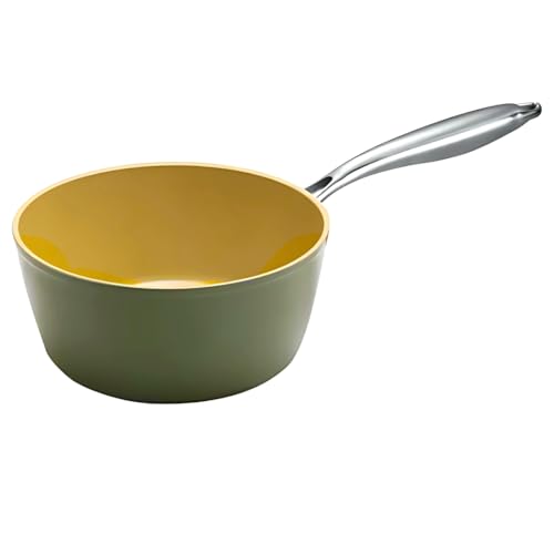 AMERCOOK AmVegan Chef by Fran López Profi-Kasserolle mit genietetem Griff und Antihaft-Keramik aus Olivenöl, geeignet für alle Herdarten einschließlich Induktion (Ø 20 cm) von AMERCOOK