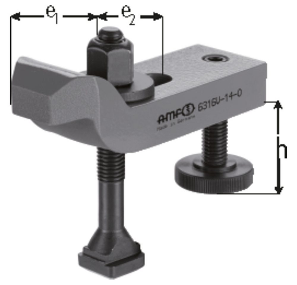 AMF Spannzwinge Spanneisen verstellbar, gekröpft 14/28-56 mm von AMF