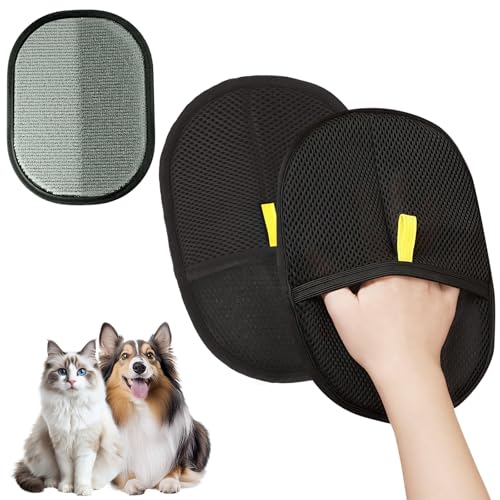 AMFUN 2PCS Fell Magnet Handschuh, Antistatischer Handschuh zur Entfernung von Tierhaaren, Doppelseitige Handschuhe zur Tierpflege für Kleidung, Sofas, Teppiche, Autoinnenräume von AMFUN