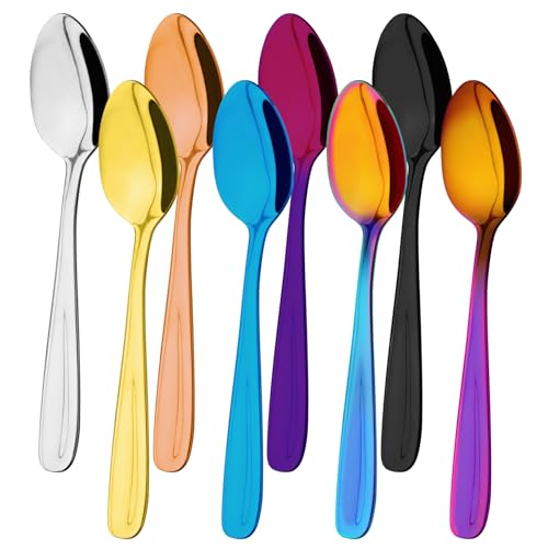 AMFUN Servierlöffel-Set, Edelstahl Löffel, Espressolöffel klein 8 stück, kleine Löffel für Dessert, Esslöffel Tafellöffel, Salatlöffel, Reislöffel für großes Buffet Restaurant von AMFUN