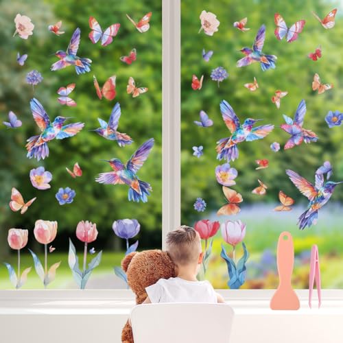 AMFUN 9 Blatt Fensteraufkleber, Fenstersticker Selbstklebend, Vogel Blumen Aufkleber Fenster, Fensterbilder Frühling Deko Selbstklebend, Vogel-Fensteraufkleber zum Schutz gegen Vogelschlag AMFUN 9 Blatt Fensteraufkleber, Fenstersticker Selbstklebend, Vogel Blumen Aufkleber Fenster, Fensterbilder Frühling Deko Selbstklebend, Vogel-Fensteraufkleber zum Schutz gegen Vogelschlag von AMFUN