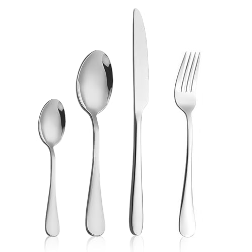 AMFUN Besteck Set, Besteck Set für 4 Personen, 16 teilig Essbesteck Set, Essbesteck Set mit Messer Gabel Löffel, Besteck Edelstahl Spiegelpoliert, Spülmaschinenfest von AMFUN