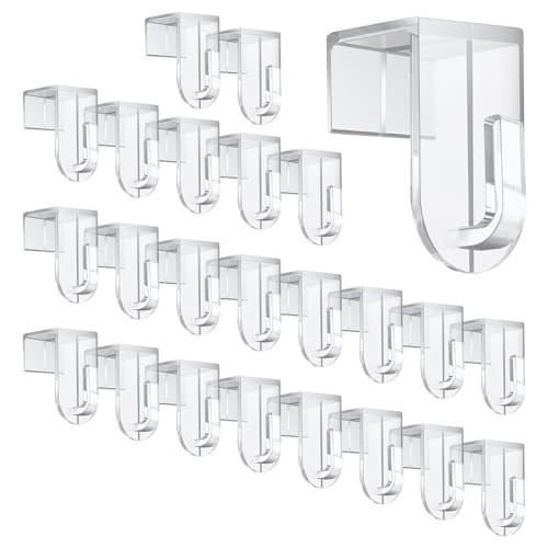 AMFUN Fensterhaken, 24 Stück Fenster Aufhänger, Transparente Türhaken Für Fenster bis maximal 17 mm Falzmaß geeignet, Fensterhaken zum Einhängen für Fensterdeko,35x17 mm von AMFUN