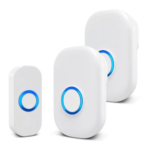 AMFUN Funkklingel, Kabelloses Türklingel, Kabellose Türklingel Set mit 593FT Reichweite, mit 4 Lautstärkestufen und 32 Melodien, Plug-in-Empfänger einfach in die Steckdose von AMFUN