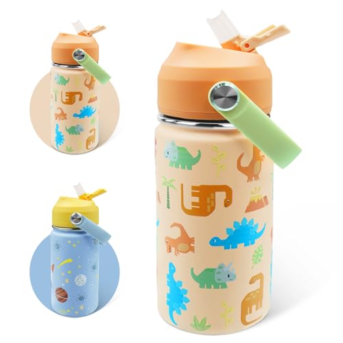 AMFUN Kinder Edelstahl Isolierte Wasserflasche, 350ML Trinkflasche Kinder mit Strohhalm, Kinderflasche Auslaufsicher, Kleinkind Thermosflasche für Schule - BPA Frei AMFUN Kinder Edelstahl Isolierte Wasserflasche, 350ML Trinkflasche Kinder mit Strohhalm, Kinderflasche Auslaufsicher, Kleinkind Thermosflasche für Schule - BPA Frei von AMFUN