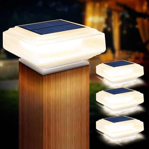 AMFUN Solar Pfostenkappen Licht, 2 Stück Solar Pfostenleuchte, 30LED Solar Zaunpfosten Lampe, für Garten Terrasse Zaun 4x4 5x5 6x6 Zoll Hölzerne Pfäle von AMFUN