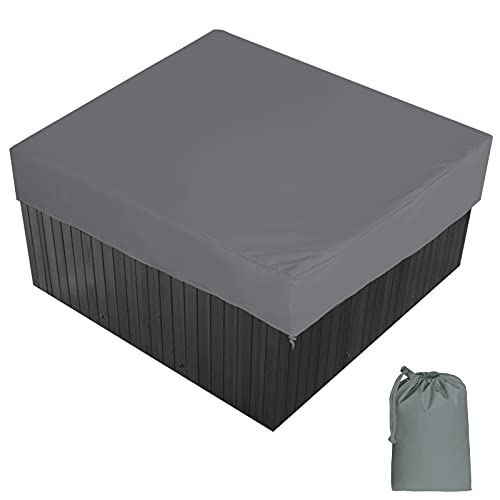 AMGJ Platz Garten Spa Hot Tub Pool Abdeckun Outdoor Whirlpool Spa Abdeckung 190T Polyester Stoff Schwimmbadabdeckung mit Aufbewahrungstasche 7 Größen Wählen Sie,Grau,215x215x30cm von AMGJ