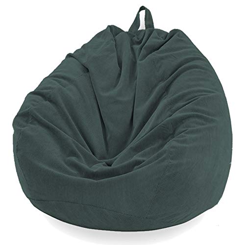 AMGJ Sitzsack Bezug ohne Füllung, Sitzsackhülle aus Cordstoff Sitzsack Abdeckung für Kinder und Erwachsene,Dark Green,85x110cm von AMGJ