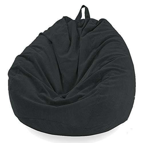 AMGJ Sitzsack Bezug ohne Füllung, Sitzsackhülle aus Cordstoff Sitzsack Abdeckung für Kinder und Erwachsene,Schwarz,100x120cm von AMGJ