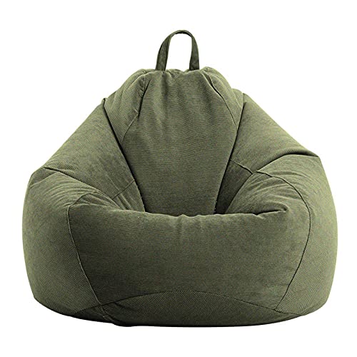 AMGJ Sitzsackhülle ohne Füllung Sitzsack Bezug aus Cordstoff Sitzsack Abdeckung für Kinder und Erwachsene,Grün,90x110cm von AMGJ