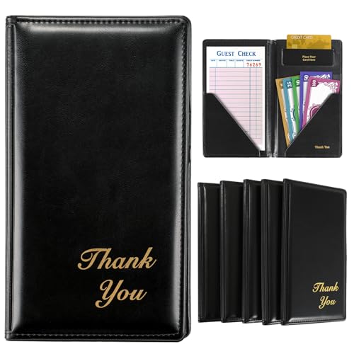 AMGSH 5 x Restaurant-Scheck-Ständer, 22,9 x 12,7 cm, Kartenhalter mit goldenem Dankeschön-Druck für Restaurants, Restaurants, Bars, Cafés (5, Schwarz) von AMGSH