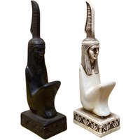Prächtige Statue Von Matte Sitzend in Schwarz Und Creme von AMIIDOS