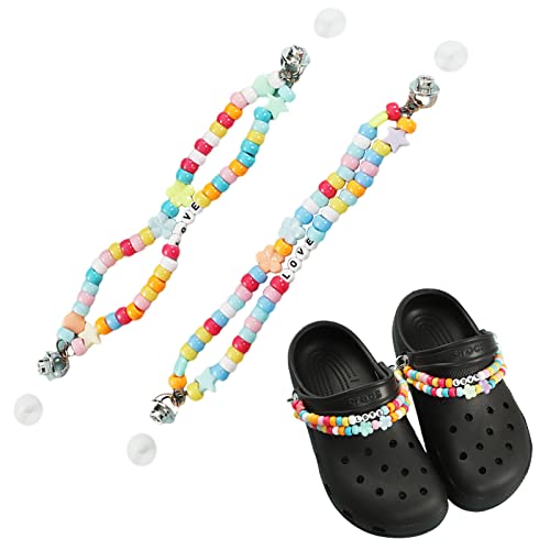 AMIJOUX 2 Stück Schuhanhänger Ketten Schuhkette, Double Layers Charm Dekoration Perlenkette Charms Schuhdekoration Für Damen Mädchen Schuhe Accessoires Party Favors Geburtstagsgeschenke von AMIJOUX