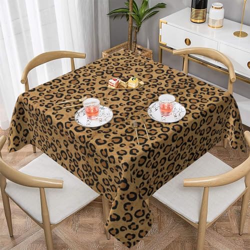 Quadratische wasserdichte Tischdecke mit wilden Leoparden, knitterarm und langlebig, waschbar, geeignet für Restaurants, Küchen und Partys. von AMINNU
