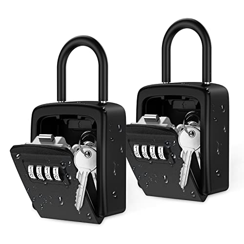 AMIR Key Lock Box, [2 Pack] Key Safe Box for Key, Weatherproof 4 Digit Combination Key Storage Lock Box, 5 Keys Capacity Lockbox with Removable Shackle for Indoor Outdoor, 9.3 cm von AMIR