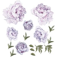 Pfingstrosen-Blumen-Wandaufkleber, Blumen-Wandaufkleber, zarte lila Blumen-Wandposter, abziehen und aufkleben, abnehmbare Tapete, Raumdekoration für von AMIRROR SMART UG