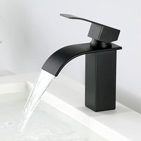 Schwarzer Waschtischarmatur-Badezimmer-Mischbatterie-Wasserfall-Wasserhahn für solide Becken-Hähne in Superqualität (Schwarz) von AMIRROR SMART UG