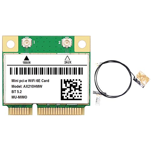 AMIUHOUN AX210 5374M WiFi 6E 5G Gigabit Wireless Netzwerkkarte Mini PCIE 5.2 Bluetooth Netzwerkkartenmodul mit integrierter Antenne von AMIUHOUN