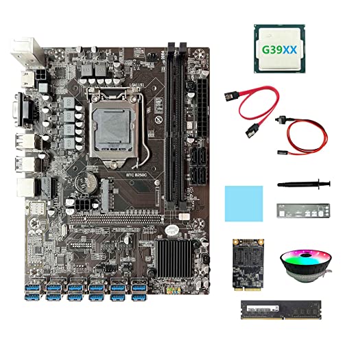 AMIUHOUN B250C 12USB ETH Motherboard + G39XX CPU + 128G SSD + DDR4 8GB RAM + Lüfter + -Kabel + Switch-Kabel + Wärmeleitblech AMIUHOUN B250C 12USB ETH Motherboard + G39XX CPU + 128G SSD + DDR4 8GB RAM + Lüfter + -Kabel + Switch-Kabel + Wärmeleitblech von AMIUHOUN