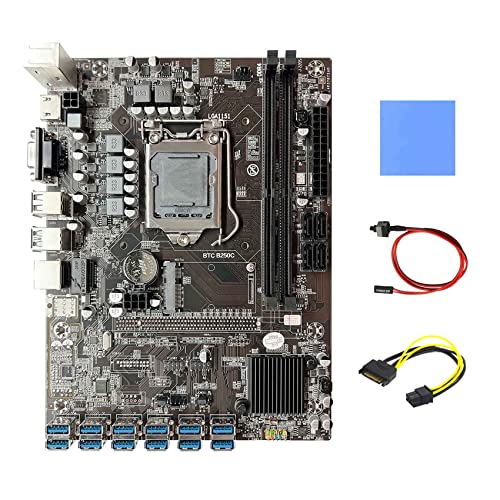 AMIUHOUN B250C BTC Mining Motherboard + Switch Kabel + 15Pin auf 6Pin Kabel + Thermal Pad 12X PCIE auf USB 3.0 GPU Slot Motherboard AMIUHOUN B250C BTC Mining Motherboard + Switch Kabel + 15Pin auf 6Pin Kabel + Thermal Pad 12X PCIE auf USB 3.0 GPU Slot Motherboard von AMIUHOUN