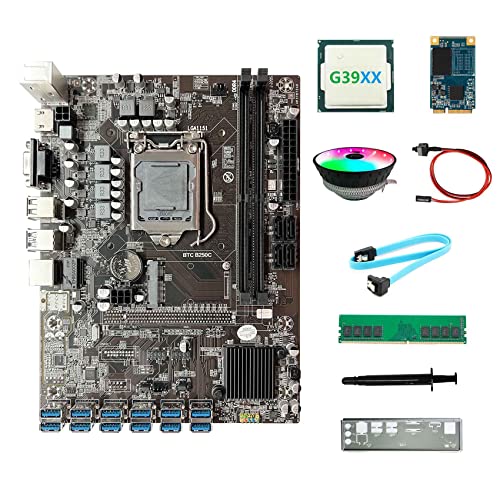 AMIUHOUN B250C ETH Motherboard 12USB + G39XX CPU + DDR4 4GB RAM + 64G SSD + RGB Lüfter + -Kabel + Switch-Kabel + Wärmeleitblech AMIUHOUN B250C ETH Motherboard 12USB + G39XX CPU + DDR4 4GB RAM + 64G SSD + RGB Lüfter + -Kabel + Switch-Kabel + Wärmeleitblech von AMIUHOUN