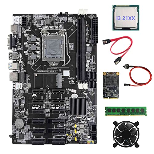 AMIUHOUN B75 12 PCIE ETH Mining Motherboard + I3 21XX CPU + DDR3 4 GB 1600 MHz RAM + 128 G SSD + Lüfter + -Kabel + Switch-Kabel Motherboard AMIUHOUN B75 12 PCIE ETH Mining Motherboard + I3 21XX CPU + DDR3 4 GB 1600 MHz RAM + 128 G SSD + Lüfter + -Kabel + Switch-Kabel Motherboard von AMIUHOUN