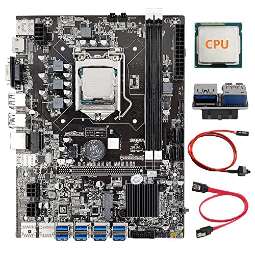 AMIUHOUN B75 8 Karten Mining Motherboard + CPU + USB 3.0 19-Pin Adapter + /Switch Kabel 8 USB 3.0 (PCIE) GPU Slot LGA1155 DDR3 SATA3.0 von AMIUHOUN