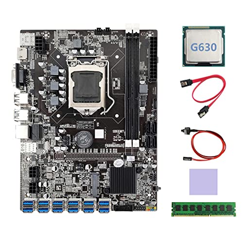 AMIUHOUN B75 BTC Mining Motherboard 12XUSB + G630 CPU + DDR3 4GB 1600Mhz RAM + Kabel + Switch Kabel + Thermal Pad B75 USB Motherboard von AMIUHOUN