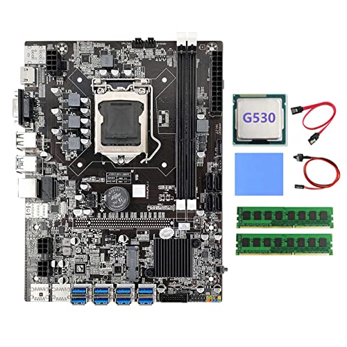 AMIUHOUN B75 BTC Motherboard 8XUSB + G530 CPU + 2XDDR3 8G 1600Mhz RAM + Kabel + Switch Kabel + Thermal Pad B75 USB Motherboard von AMIUHOUN