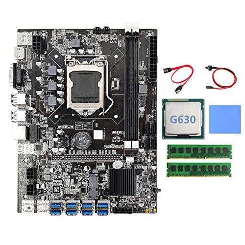 AMIUHOUN B75 BTC Motherboard 8XUSB + G630 CPU + 2XDDR3 8G 1600Mhz RAM + Kabel + Switch Kabel + Thermal Pad B75 USB Motherboard von AMIUHOUN
