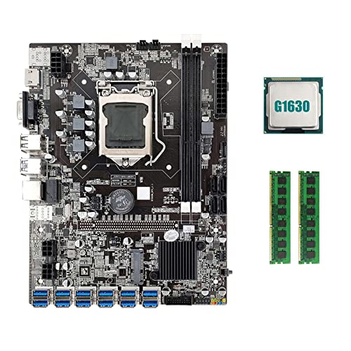 AMIUHOUN B75 ETH Mining Motherboard 12XPCIE auf USB mit G1630 CPU + 2XDDR3 4GB 1333MHz RAM Speicher B75 USB BTC Motherboard von AMIUHOUN