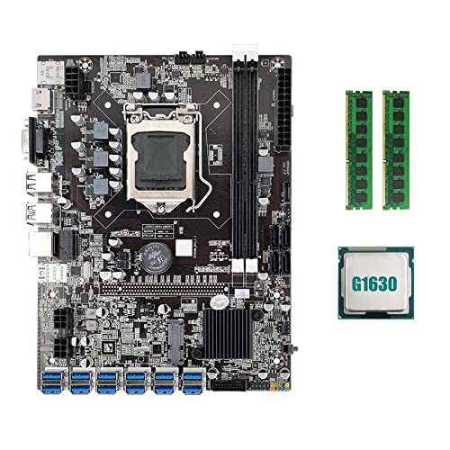 AMIUHOUN B75 ETH Mining Motherboard 12XPCIE auf USB mit G1630 CPU + 2XDDR3 4GB 1600MHz RAM Speicher B75 USB BTC Motherboard von AMIUHOUN
