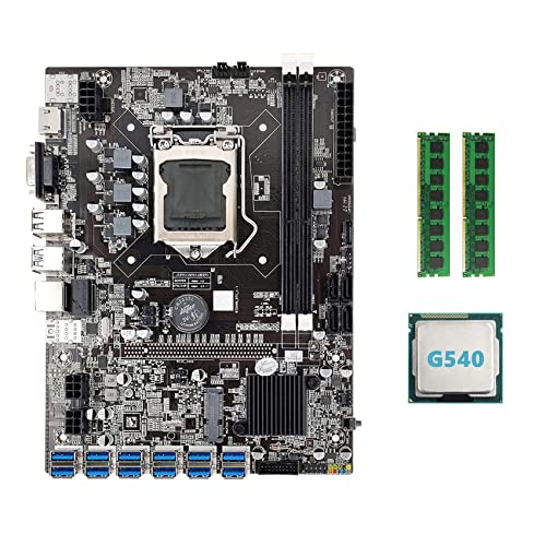 AMIUHOUN B75 ETH Mining Motherboard 12XPCIE auf USB mit G540 CPU + 2XDDR3 4GB 1600MHz RAM Speicher B75 USB BTC Motherboard von AMIUHOUN
