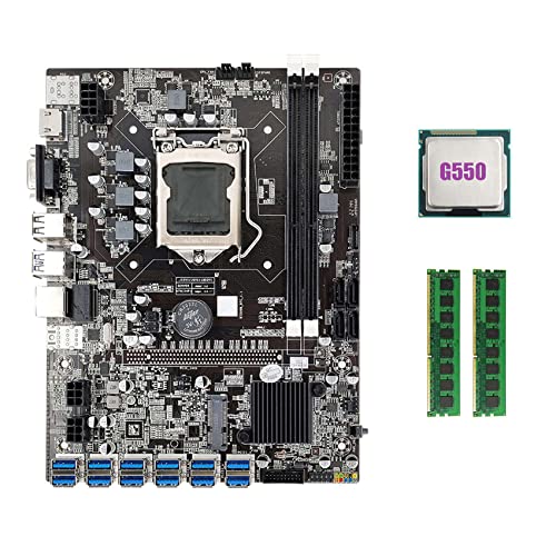 AMIUHOUN B75 ETH Mining Motherboard 12XPCIE auf USB mit G550 CPU + 2XDDR3 4GB 1333MHz RAM Speicher B75 USB BTC Motherboard von AMIUHOUN