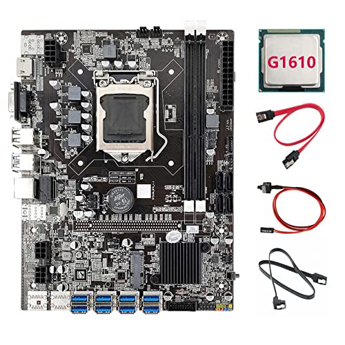 AMIUHOUN B75 ETH Mining Motherboard 8XPCIE auf USB + G1610 CPU + 2XSATA Kabel + Switch Kabel LGA1155 MSATA B75 USB Motherboard von AMIUHOUN