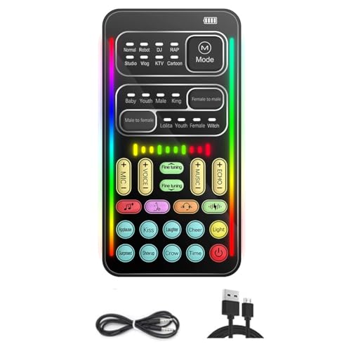 AMIUHOUN I9 Voice Changer Multiple Audio Effect Bluetooth Live Sound Cards UltraThin Portable Live Sound Card Mic Voice Changer Easy Install Easy to Use AMIUHOUN I9 Voice Changer Multiple Audio Effect Bluetooth Live Sound Cards UltraThin Portable Live Sound Card Mic Voice Changer Easy Install Easy to Use von AMIUHOUN
