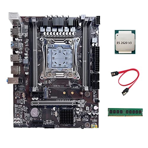 AMIUHOUN X99 Motherboard LGA2011-3 Computer-Motherboard unterstützt DDR4 ECC RAM mit E5 2620 V3 CPU + DDR4 4 GB 2133 MHz RAM + -Kabel von AMIUHOUN