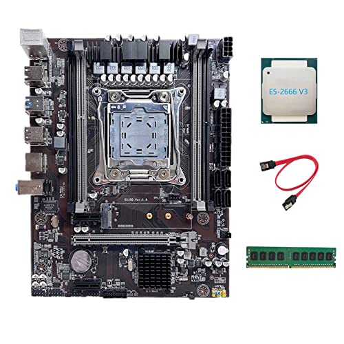 AMIUHOUN X99 Motherboard LGA2011-3 Computer-Motherboard unterstützt DDR4 ECC RAM mit E5 2666 V3 CPU + DDR4 8G 2133 MHz RAM + -Kabel von AMIUHOUN