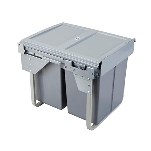 AMIX Einbau Mülleimer CLG-606-2 2x20L für 450 mm Unterschrank, Mülltrennsystem, Vollauszug, Kunststoffbehälter, Schrankmontage Küche von AMIX