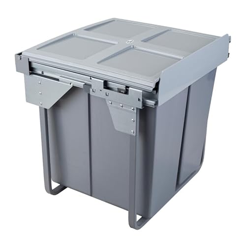 AMIX Einbau Mülleimer CLG-609-3 3-fach 68L für 600 mm Schrank, Mülltrennungssystem Küche, Vollauszug, Abfallsystem mit 3 Behältern, Frontmontage von AMIX
