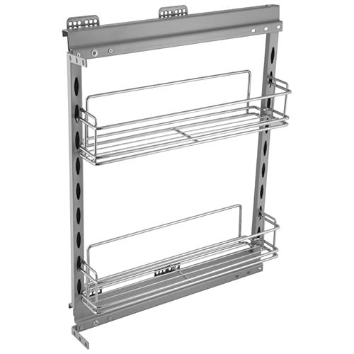AMIX PTJ009FL-2-150 Seiten-Cargo Küchenauszug 150mm Schrank Chrom 2-stöckig Links mit Türbefestigung & Dämpfung von AMIX