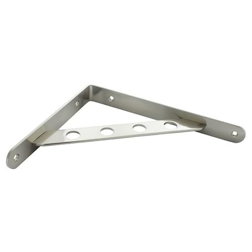 AMIX Regalträger Wandhalterung Metall 250×195 mm Mat Chrom mit Perforation, stabiler Regalwinkel für Holz-, Glas- und Laminatregale, Modell AM01 von AMIX