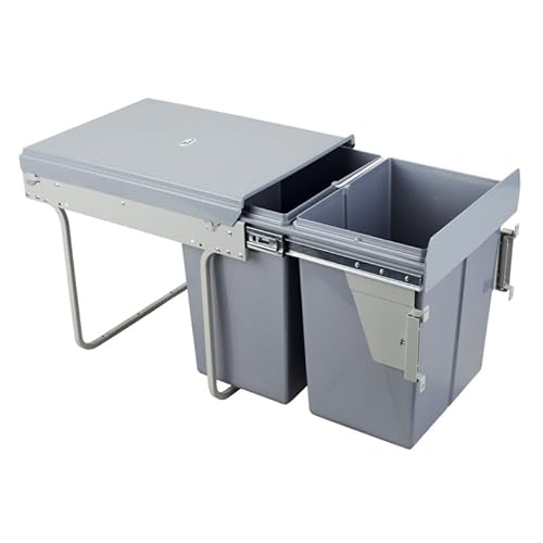 Abfallsystem 40L mit Frontbefestigung für 40 cm Küchenschrank, 2x20L Mülltrennung mit Auszug, stabiler Rahmen, einfache Montage von AMIX