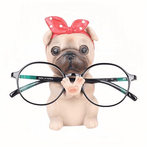 AMJDGEU Brillenrahmen Netter Tier Brillenhalter für Home Office Schreibtisch Dekoration Geschenk (Mops) von AMJDGEU