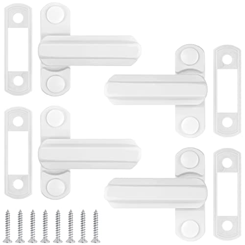 4 Stück Fenstersicherung, Fensterschnalle Fensterschloss Fenster Türschloss Aluminium Sicherheitsschloss Balkontür Safe Fenstersicherung Sash Jammer Türschloss Child Protector Latch für Home Office von AMJKEJI